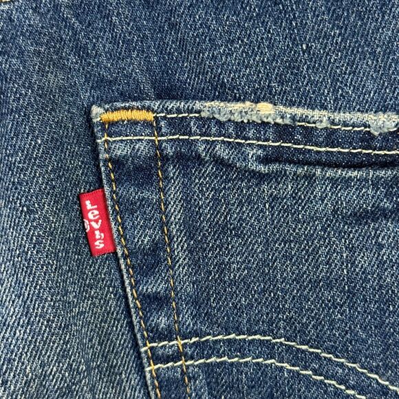 Levis 511 Jeans Mens 33x32 Blue Slim Fit Distressed Dark Wash Denim Pants - Picture 10 of 16